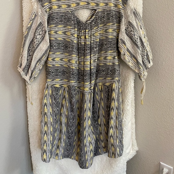 FREE PEOPLE Romantics Black White Yellow Ikat Tunic - Picture 5 of 8